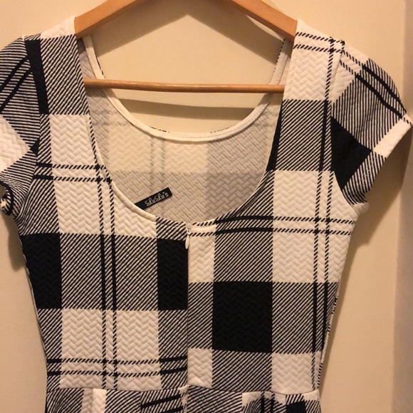 Lulus Chess Queen Black & Ivory Plaid Dress - Picture 11 of 12